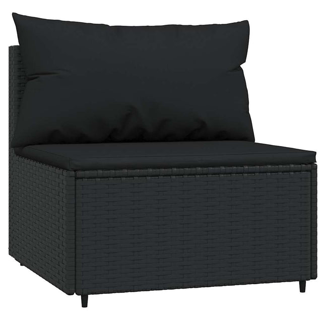 midtermodul til havesofa med hynder polyrattan sort