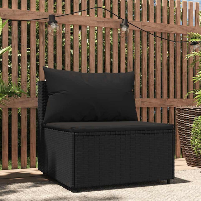 midtermodul til havesofa med hynder polyrattan sort