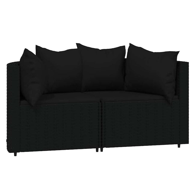 hjørnemoduler til havesofa 2 stk. med hynder polyrattan sort