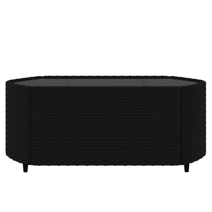 loungesæt til haven 3 dele med hynder polyrattan sort