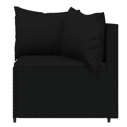 loungesæt til haven 4 dele med hynder polyrattan sort