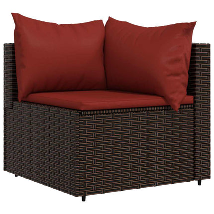 loungesæt til haven 3 dele med hynder polyrattan brun