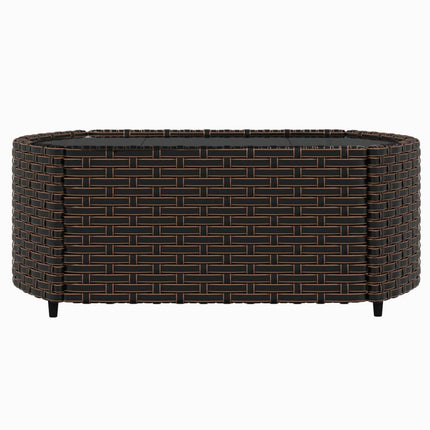 loungesæt til haven 4 dele med hynder polyrattan brun