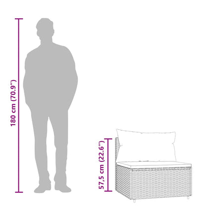 midtermoduler til havesofa 2 stk. med hynder polyrattan brun