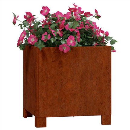 plantekasse med ben 30x30x30 cm cortenstål rustfarvet