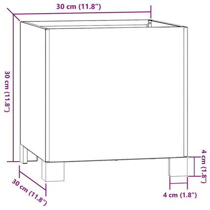 plantekasse med ben 30x30x30 cm cortenstål rustfarvet
