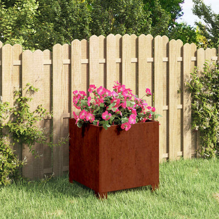 plantekasse med ben 30x30x30 cm cortenstål rustfarvet