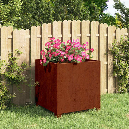 plantekasse med ben 40x40x40 cm cortenstål rustfarvet