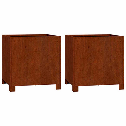 plantekasser med ben 2 stk. 40x40x40 cm cortenstål rustfarvet