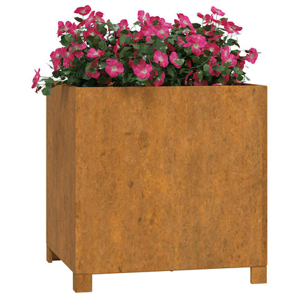 plantekasse med ben 50x50x50 cm cortenstål rustfarvet