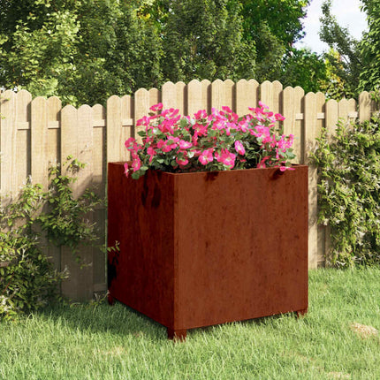 plantekasse med ben 50x50x50 cm cortenstål rustfarvet