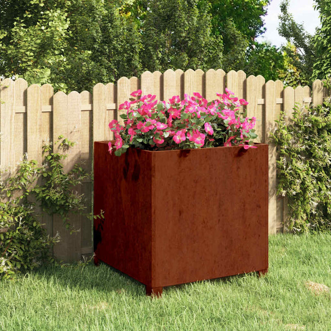 plantekasse med ben 50x50x50 cm cortenstål rustfarvet