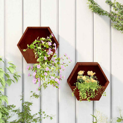 væghængte plantekasser 2 stk. 30x10x25 cm cortenstål rustfarvet