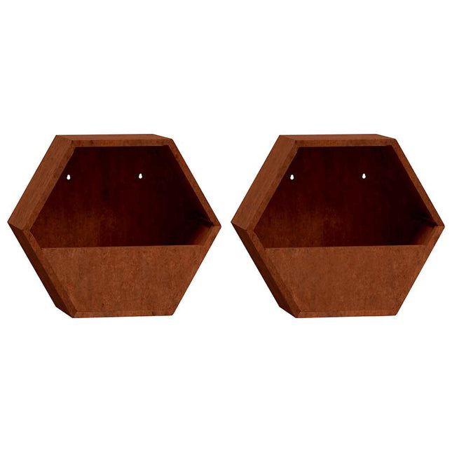 væghængte plantekasser 2 stk. 46x10x40 cm cortenstål rustfarvet