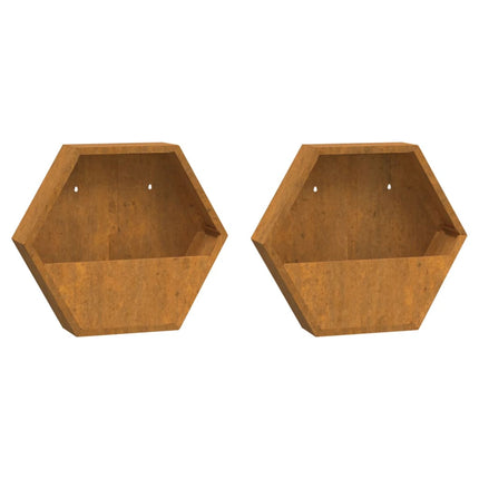 væghængte plantekasser 2 stk. 46x10x40 cm cortenstål rustfarvet
