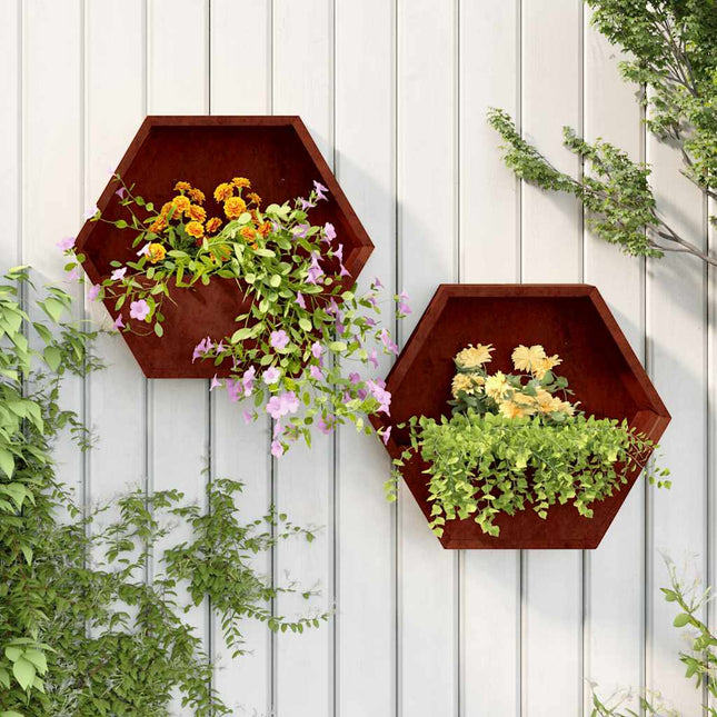 væghængte plantekasser 2 stk. 46x10x40 cm cortenstål rustfarvet