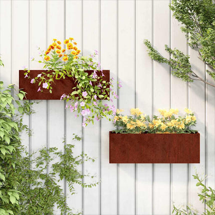 væghængte plantekasser 2 stk. 53x10x17 cm cortenstål rustfarvet
