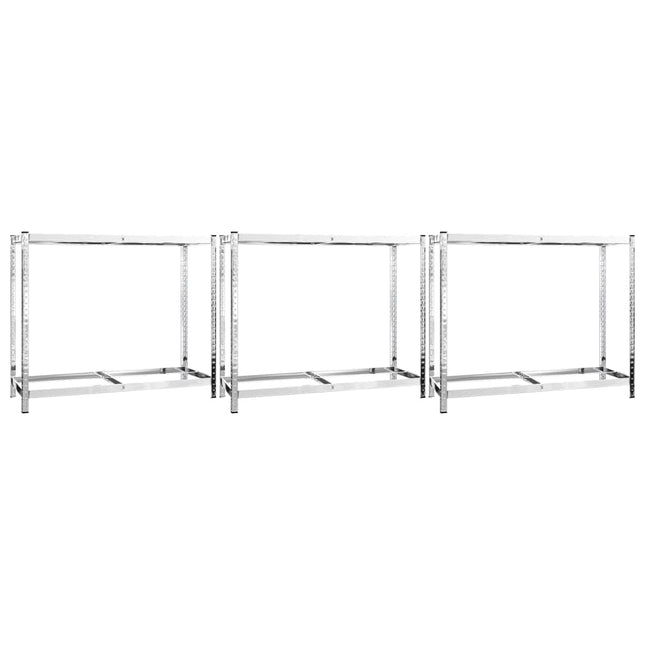 dækreoler 3 stk. med 2 hylder 110x40x110 cm stål sølvfarvet