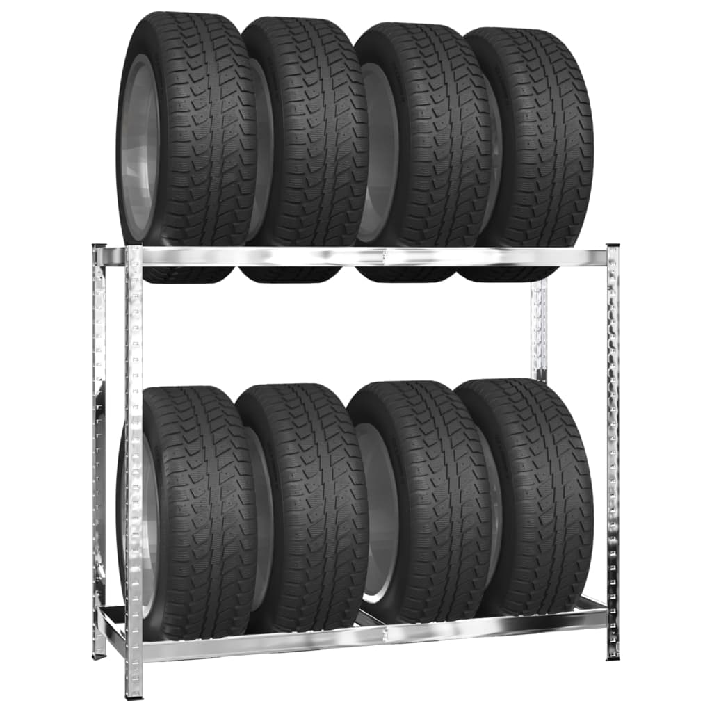 dækreoler 3 stk. med 2 hylder 110x40x110 cm stål sølvfarvet