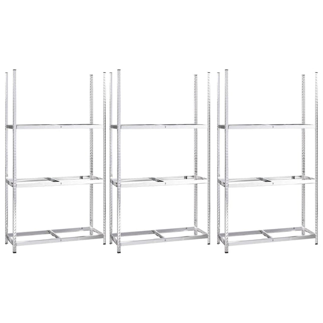 dækreoler 3 stk. med 3 hylder 110x40x200 cm stål sølvfarvet