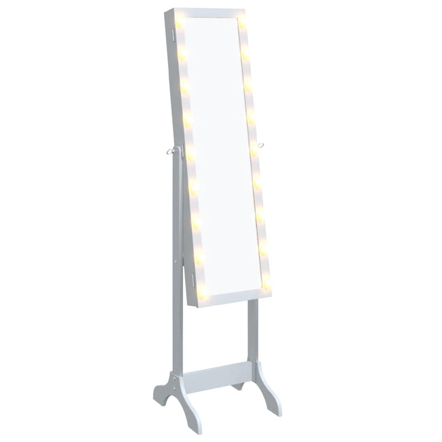 fritstående spejl med LED 34x37x146 cm hvid