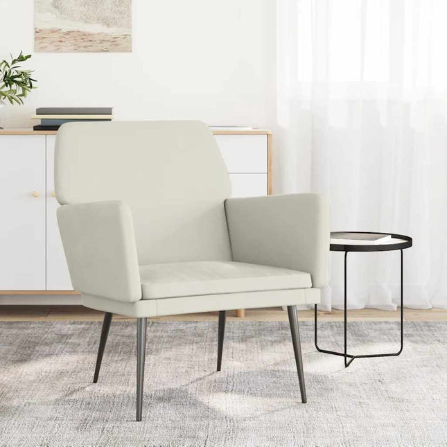 lænestol 62x79x79 cm velour cremefarvet