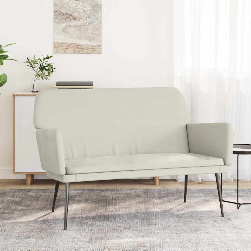 bænk 108x79x79 cm velour cremefarvet billede