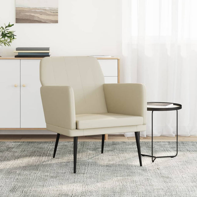 lænestol 61x78x80 cm kunstlæder cremefarvet