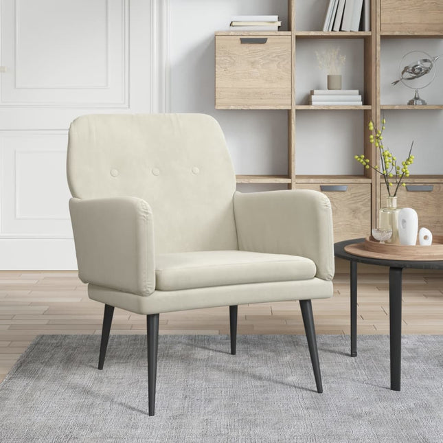 lænestol 62x79x79 cm velour cremefarvet