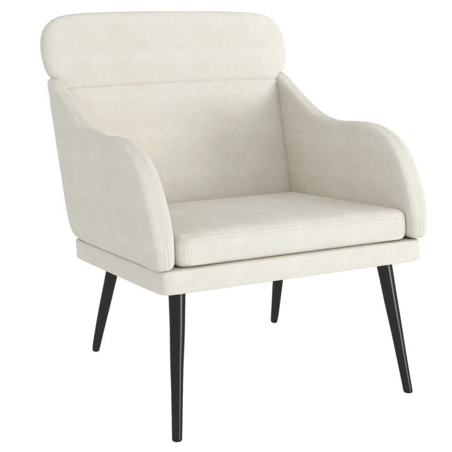 lænestol 63x76x80 cm velour cremefarvet