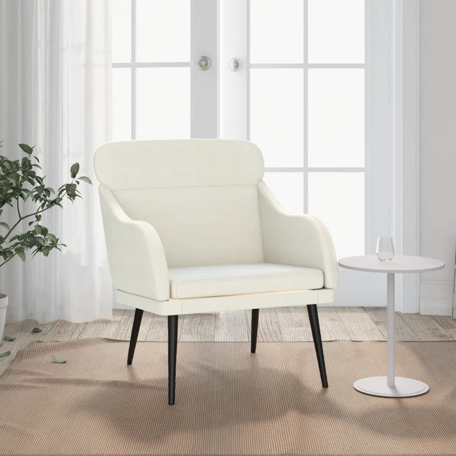 lænestol 63x76x80 cm velour cremefarvet