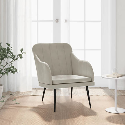 lænestol 63x76x80 cm velour lysegrå
