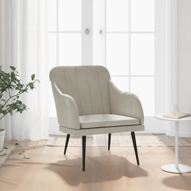 lænestol 63x76x80 cm velour lysegrå