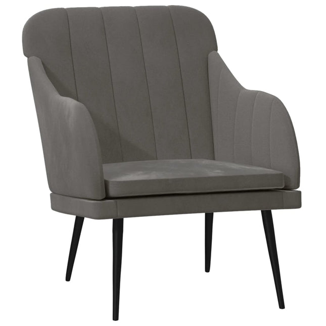lænestol 63x76x80 cm velour mørkegrå