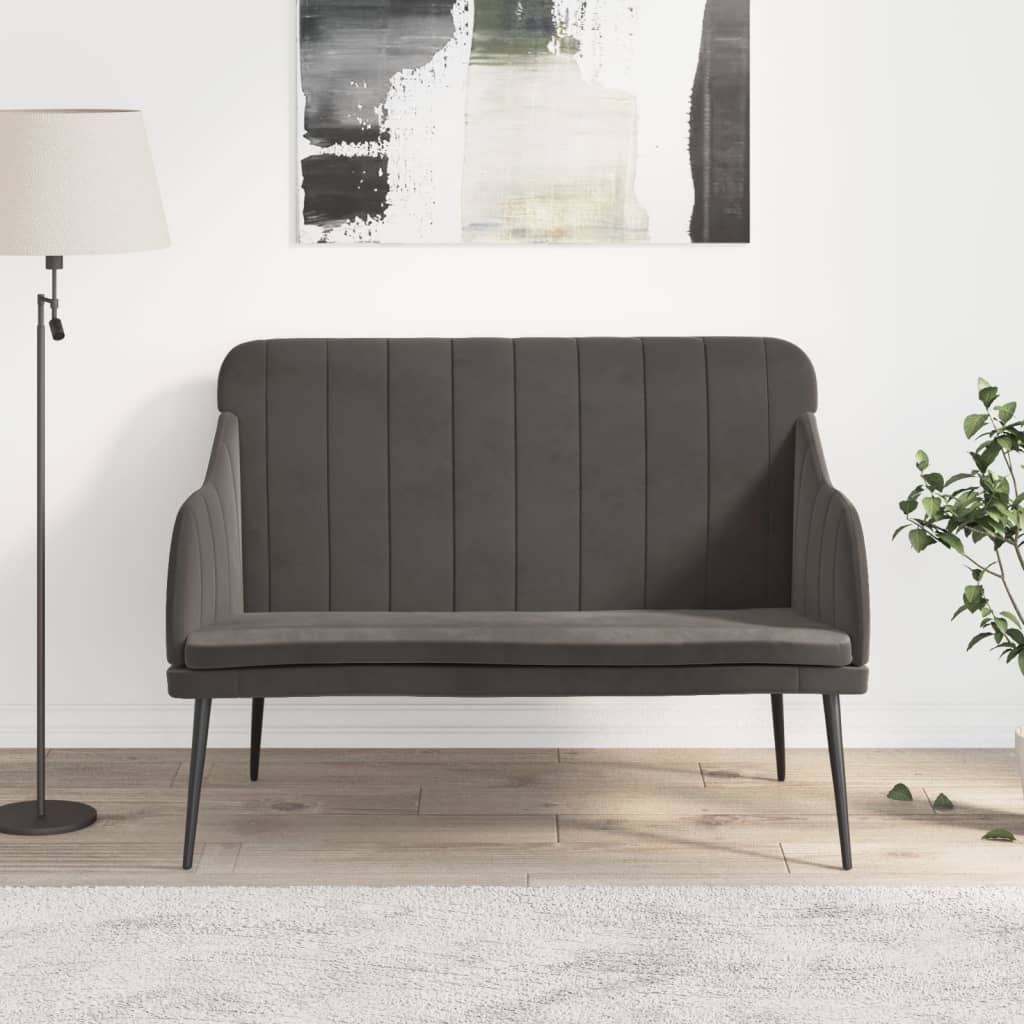 bænk 110x76x80 cm velour mørkegrå billede