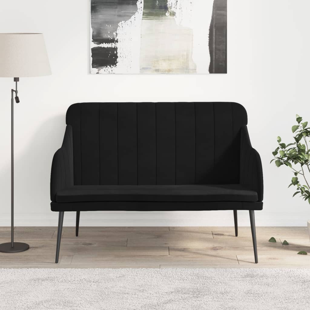 bænk 110x76x80 cm velour sort billede