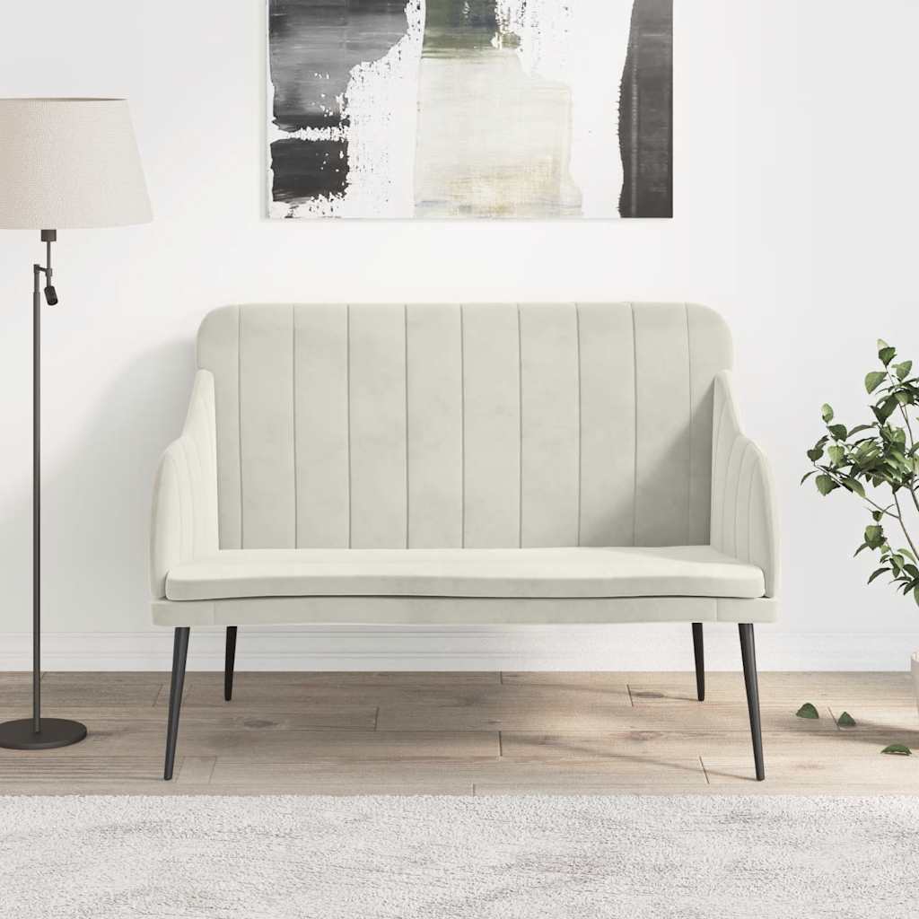 bænk 110x76x80 cm velour cremefarvet