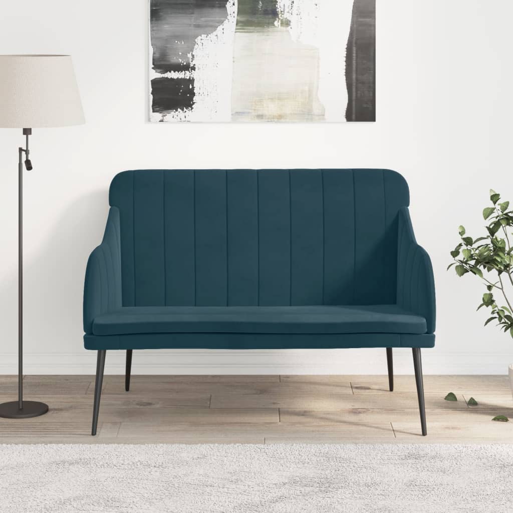 bænk 110x76x80 cm velour blå