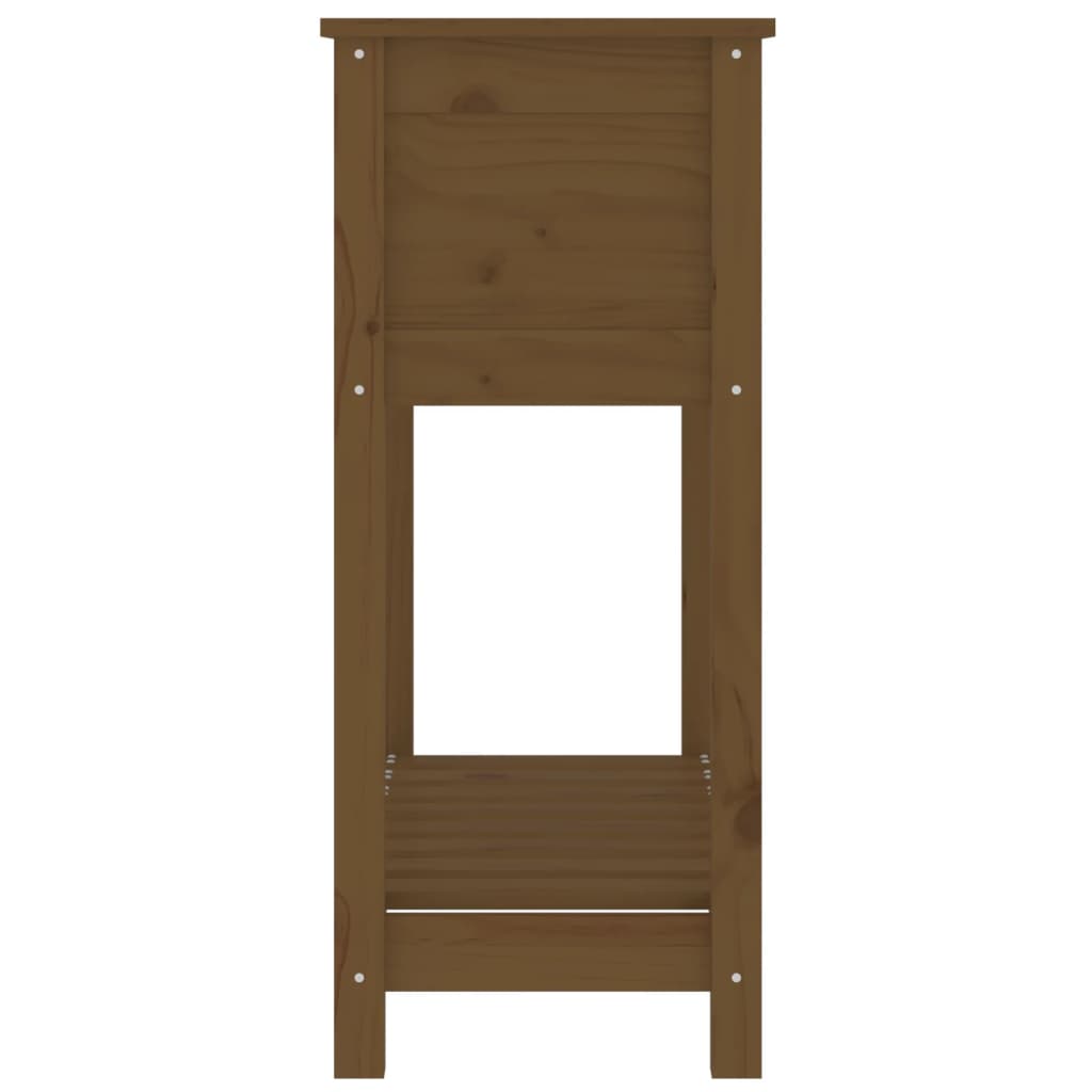 plantekasse med hylde 82,5x34,5x81 cm massivt fyrretræ brun