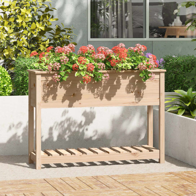 plantekasse med hylde 111,5x34,5x81 cm massivt fyrretræ