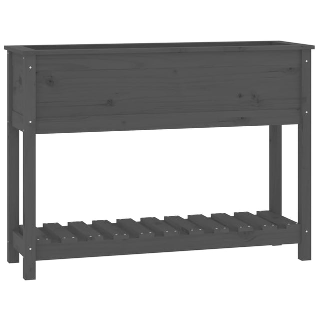 plantekasse med hylde 111,5x34,5x81 cm massivt fyrretræ grå