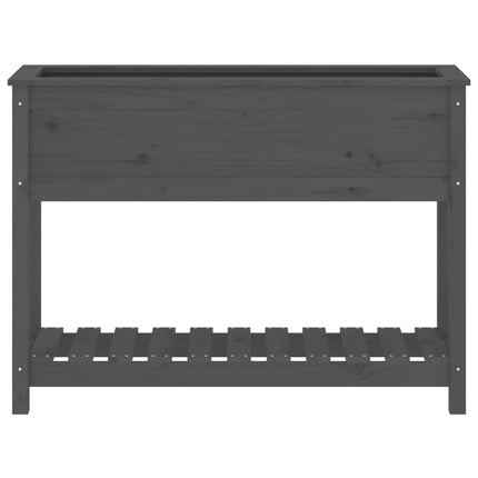 plantekasse med hylde 111,5x34,5x81 cm massivt fyrretræ grå