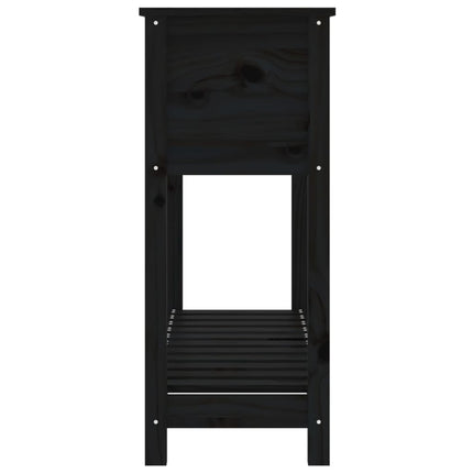plantekasse med hylde 111,5x34,5x81 cm massivt fyrretræ sort
