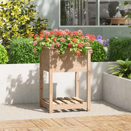 plantekasse med hylde 54x54x81 cm massivt fyrretræ