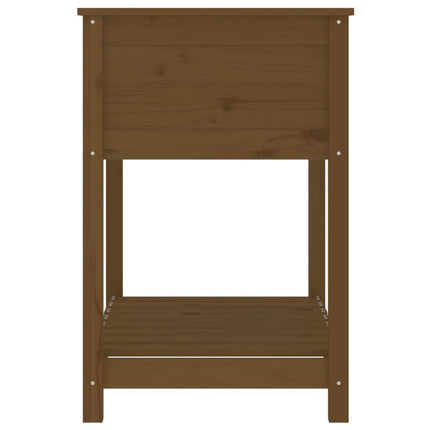 plantekasse med hylde 82,5x54x81 cm massivt fyrretræ gyldenbrun