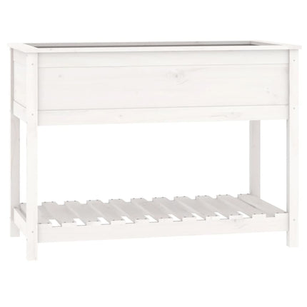 plantekasse med hylde 111,5x54x81 cm massivt fyrretræ hvid