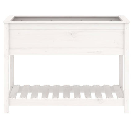 plantekasse med hylde 111,5x54x81 cm massivt fyrretræ hvid