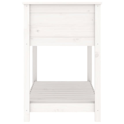 plantekasse med hylde 111,5x54x81 cm massivt fyrretræ hvid