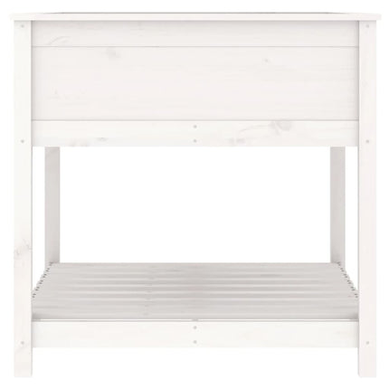 plantekasse med hylde 82,5x82,5x81 cm massivt fyrretræ hvid