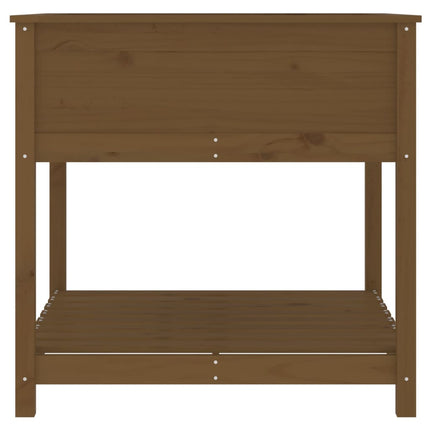 plantekasse med hylde82,5x82,5x81cm massivt fyrretræ gyldenbrun